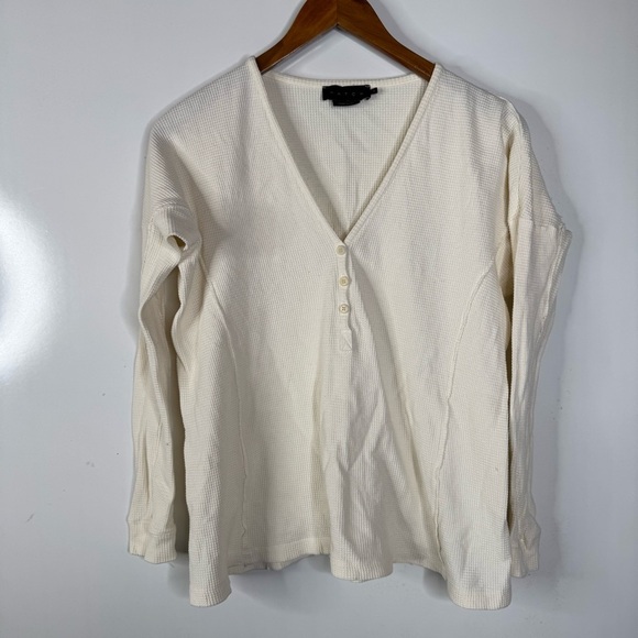 Hatch Cream Waffle Knit Henley Size 0 - Picture 1 of 6
